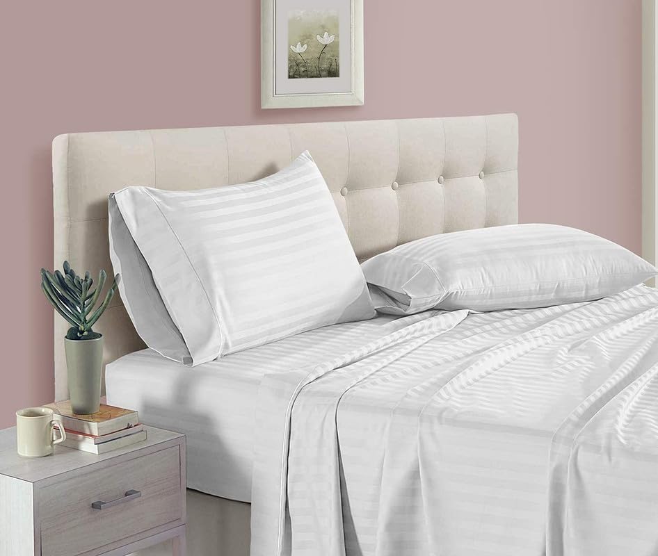 T200 Queen Fitted Bedsheet, 60x80x12, Solid White, 2 Dz/cs