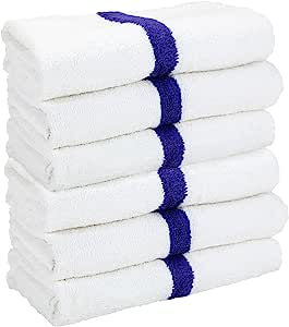 Pool Towel, Center Blue Stripe, 24x48 - 8 Lb., 5Dz/cs
