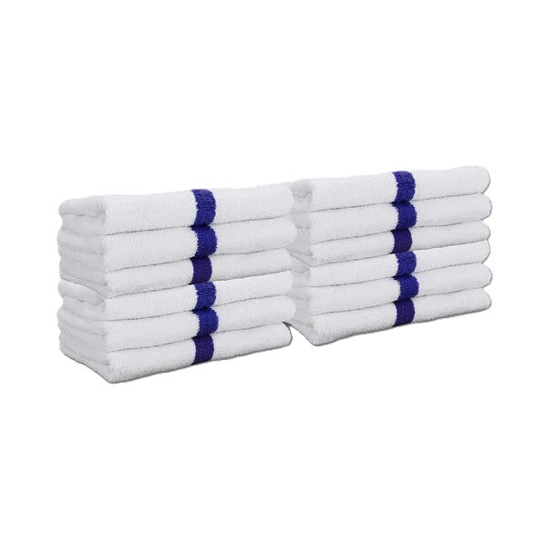 Pool Towel, Center Blue Stripe, 25x50 - 10 Lb., 5Dz/cs